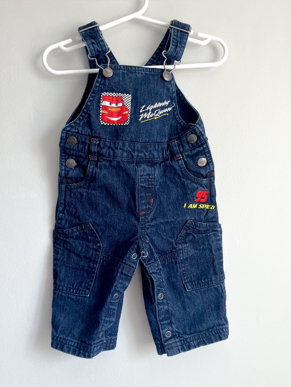RARE Cars Lightning McQueen Y2K Denim Overalls - 6 months - Like-New